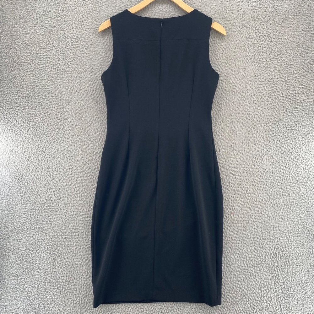 Calvin Klein Dress Womens 4 Black Sheath Sunburst Pleat Mini Career Office Work - Picture 3 of 10